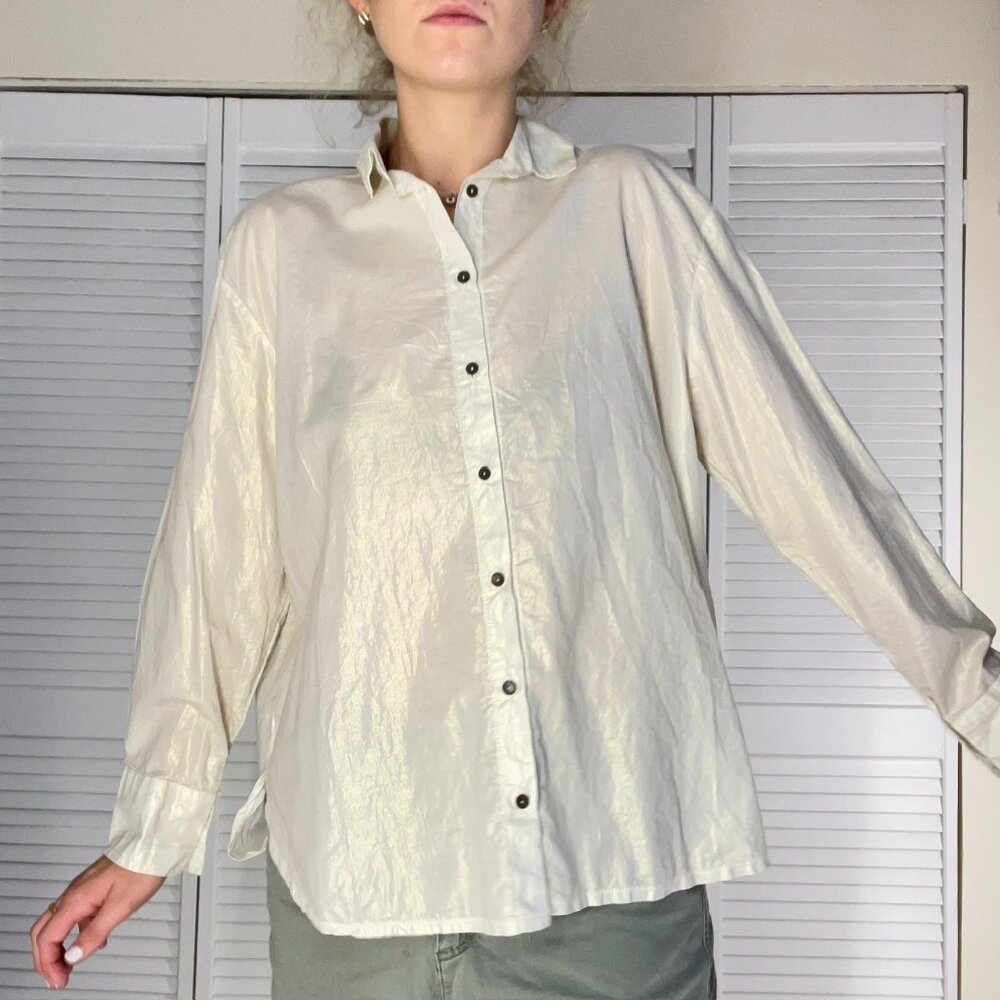Atelier Francais de Confection Metallic Cotton Button Down Shirt